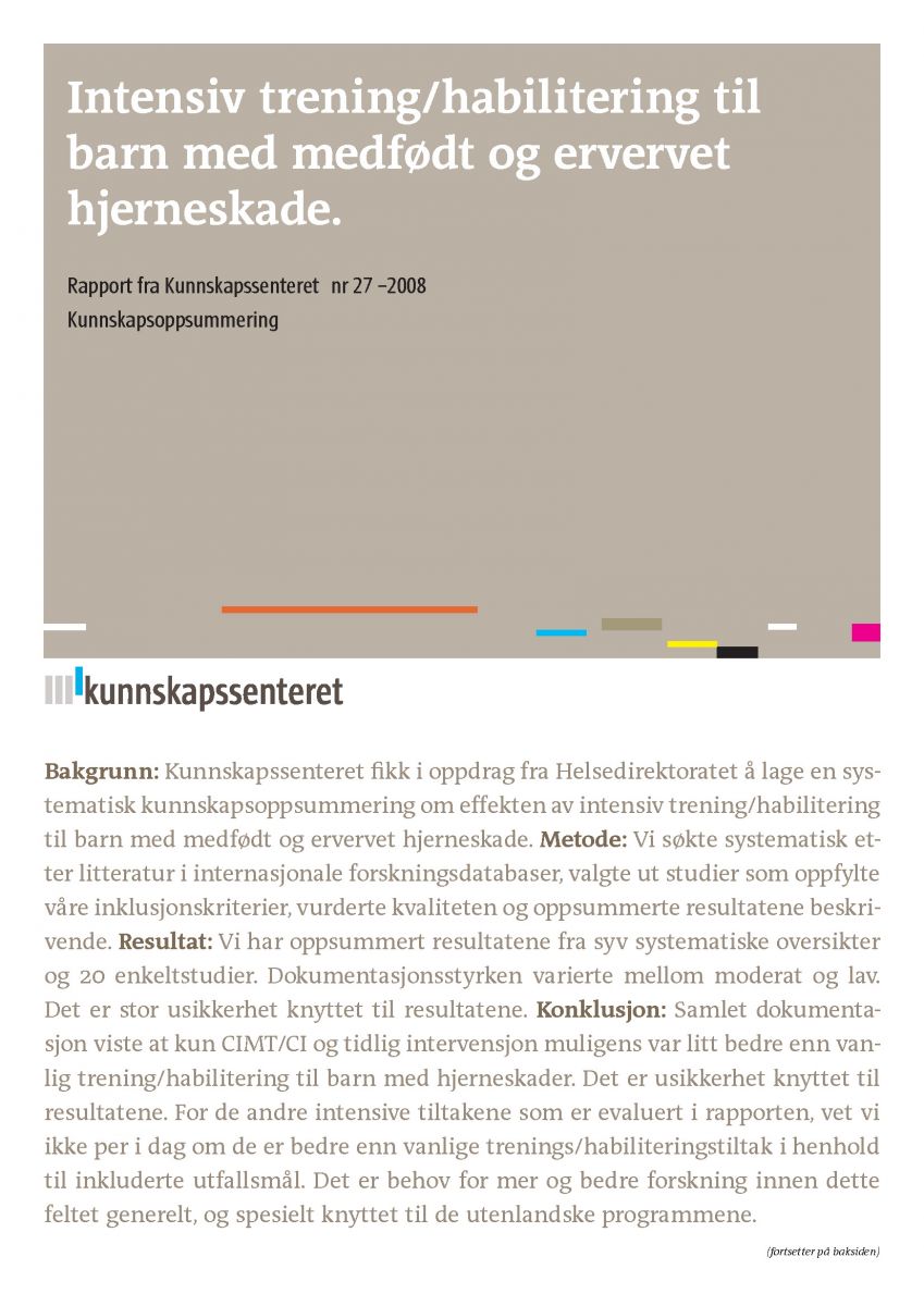 Bilde av rapporten © Kunnskapssenteret